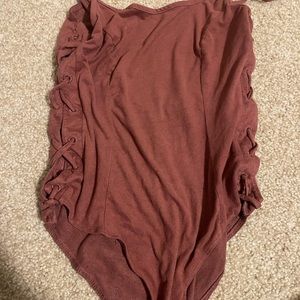 Charlotte Russe Brown Ruffled Sleeveless Bodysuit